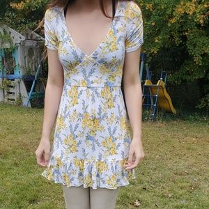 White/Yellow Floral Babydoll Dress Forever 21